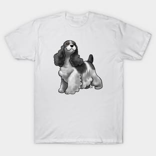 Dog - Cocker Spaniel - Black and White T-Shirt